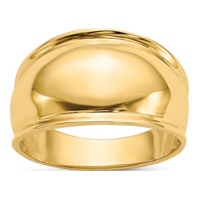14K Yellow Gold Ridge-Edged Dome Ring