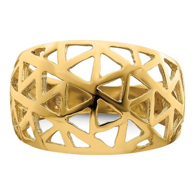 14K Yellow Gold Triangle Cut-Out Dome Ring – view 6