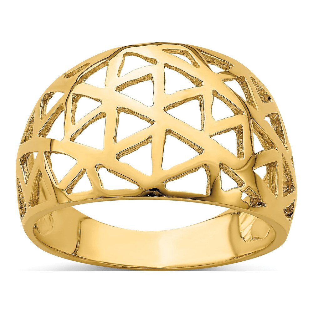 14K Yellow Gold Triangle Cut-Out Dome Ring