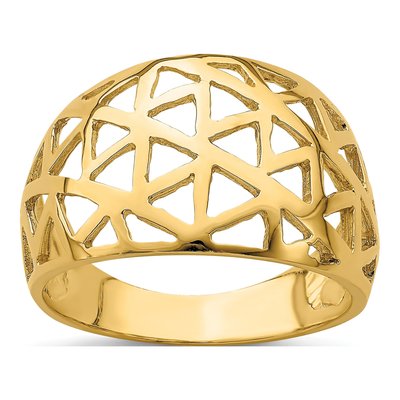 14K Yellow Gold Triangle Cut-Out Dome Ring