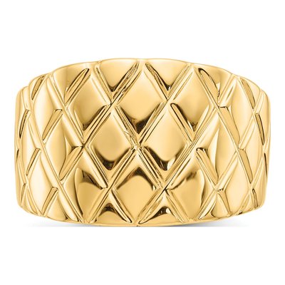 14K Yellow Gold Quilted Dome Ring – view 6
