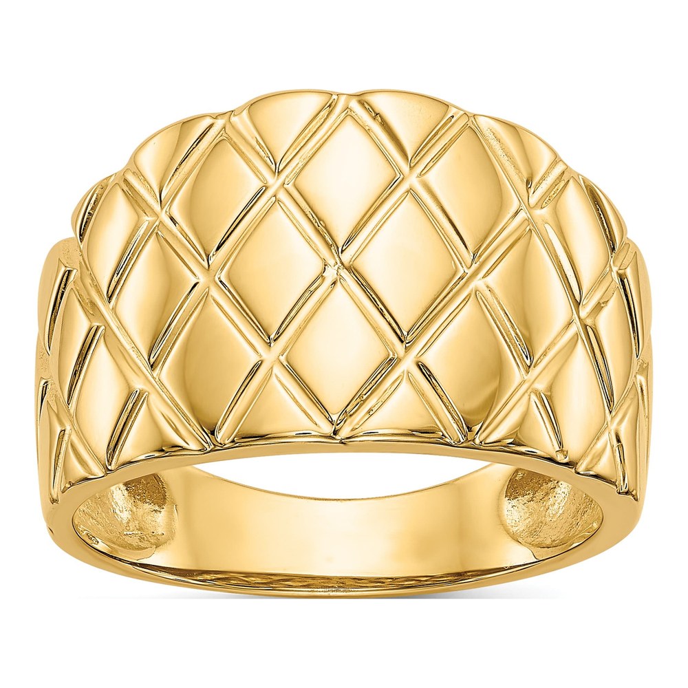 14K Yellow Gold Quilted Dome Ring