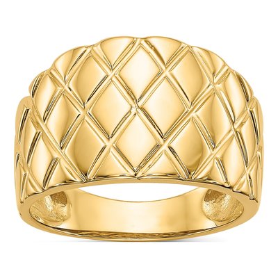 14K Yellow Gold Quilted Dome Ring