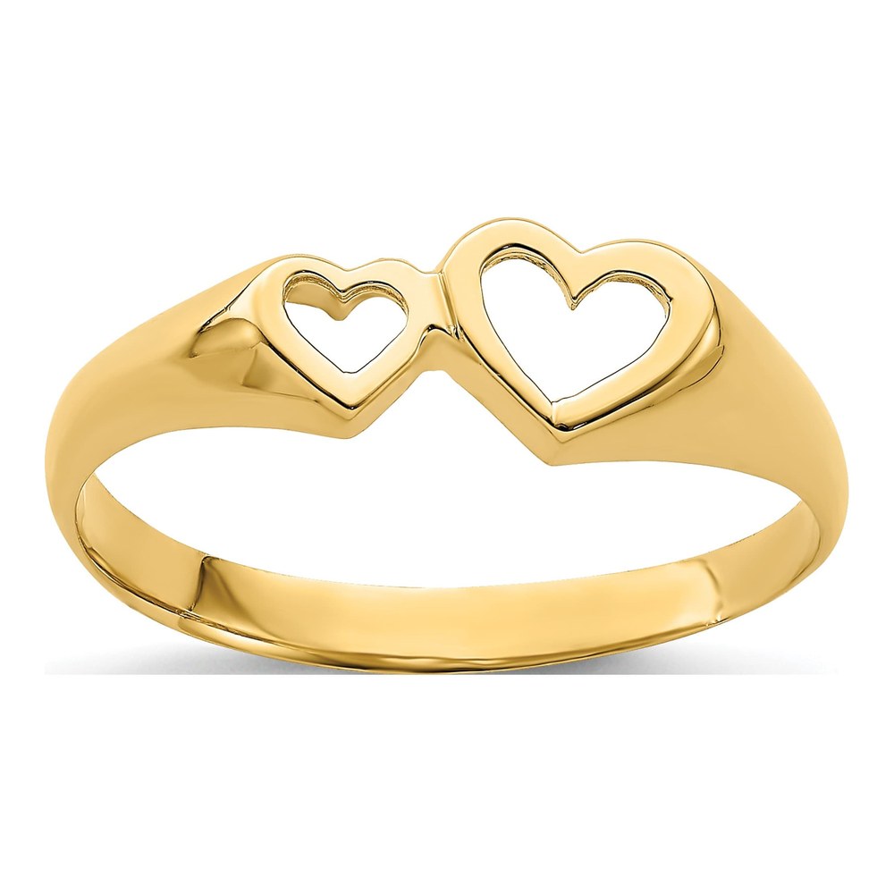 14K Yellow Gold Double Heart Cut-Out Ring