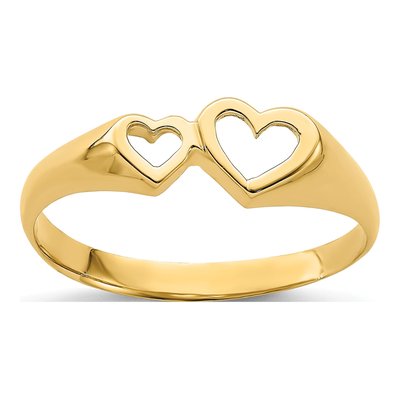 14K Yellow Gold Double Heart Cut-Out Ring