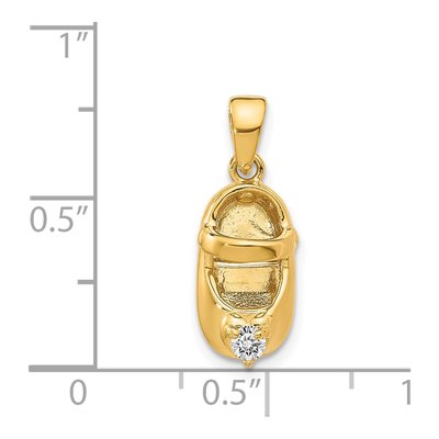 14K Yellow Gold April Birthstone Baby Shoe Charm – view 5