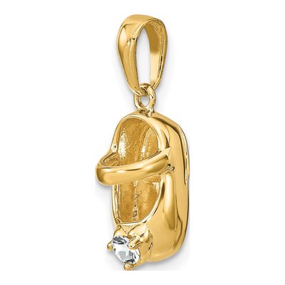 14K Yellow Gold April Birthstone Baby Shoe Charm – view 6
