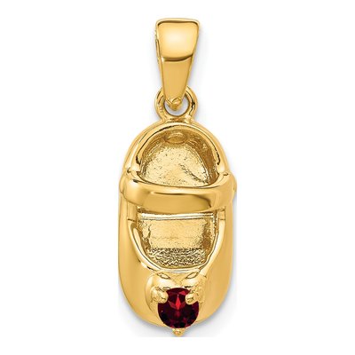 14K Yellow Gold January Birthstone Baby Shoe Charm