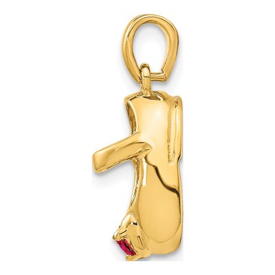 14K Yellow Gold July Birthstone Baby Shoe Charm – view 3