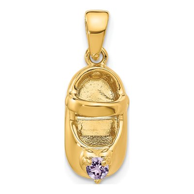 14K Yellow Gold June Birthstone Baby Shoe Charm