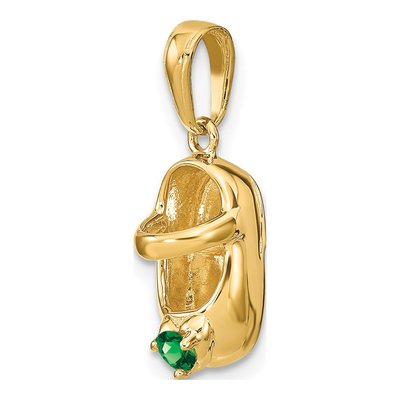 14K Yellow Gold May Birthstone Baby Shoe Charm – view 5