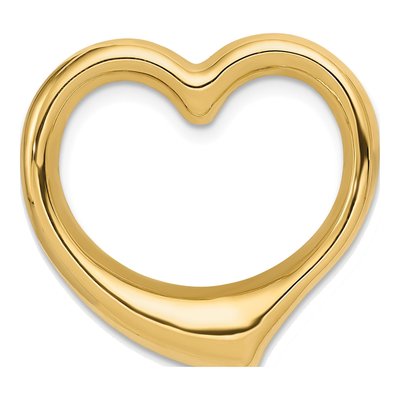 14K Yellow Gold Floating Heart Slide Pendant