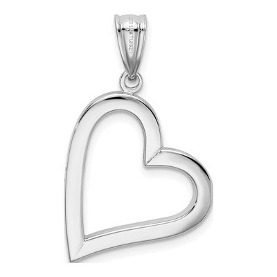 14K White Gold Hollow Heart Pendant – view 4