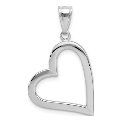 14K White Gold Hollow Heart Pendant