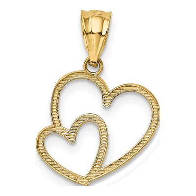 14K Yellow Gold Double Heart Pendant – view 4
