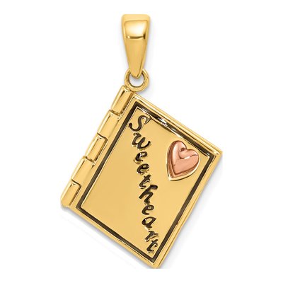 14K Two-Tone Gold Enameled Book Charm