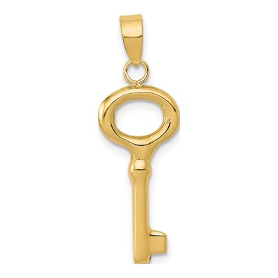 14K Yellow Gold 3-D Key Charm