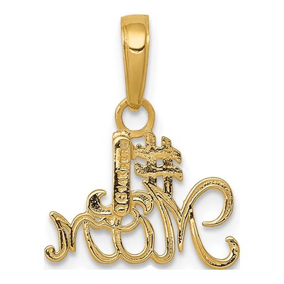 14K Yellow Gold MOM Number 1 Pendant – view 5