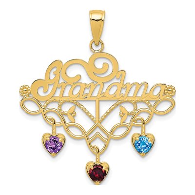 14K Yellow Gold Grandma Birthstone Holder Pendant – view 6