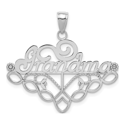 14K White Gold Grandma Birthstone Holder Pendant