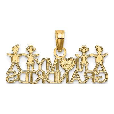14K Yellow Gold I Love My Grandkids Charm – view 5