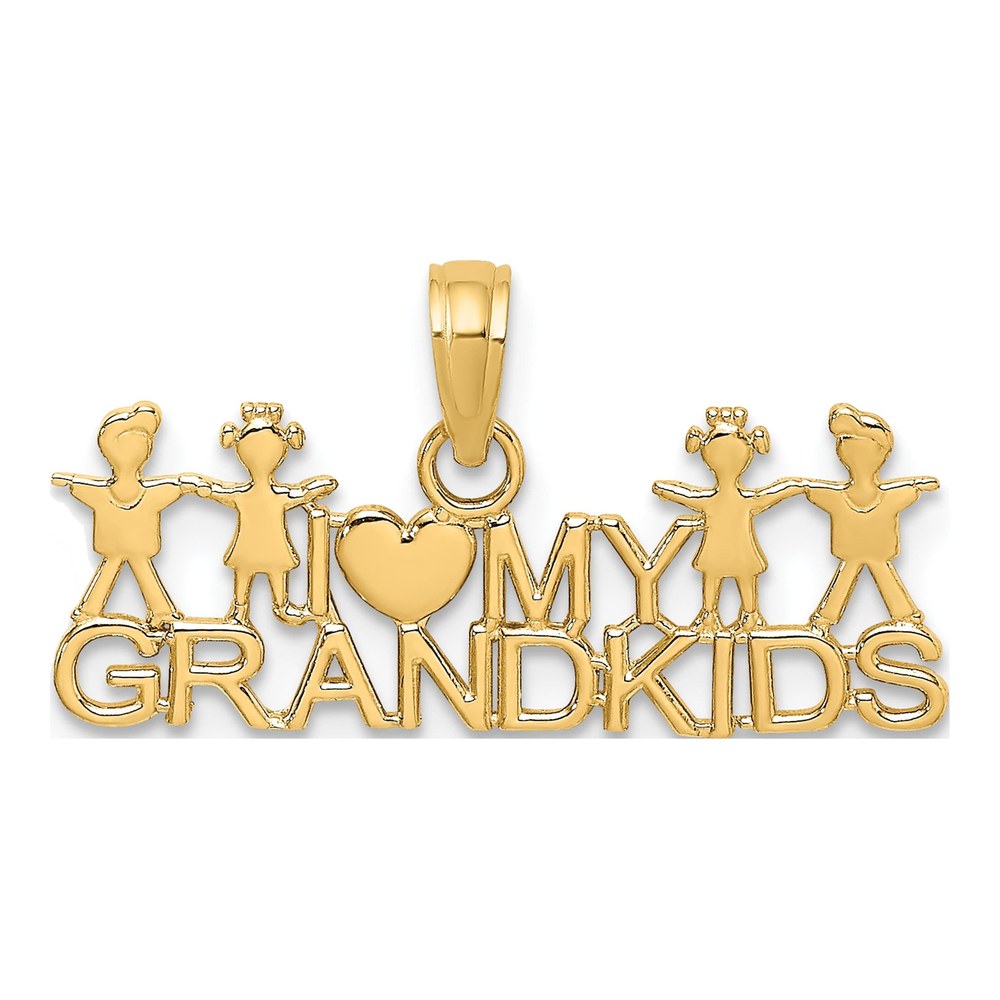 14K Yellow Gold I Love My Grandkids Charm