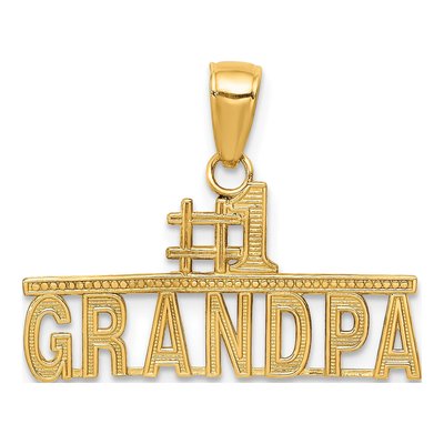 14K Yellow Gold Grandpa Number 1 Pendant