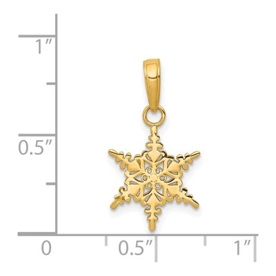 14K Yellow Gold Small Snowflake Pendant – view 4