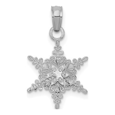 14K White Gold Small Snowflake Pendant – view 4