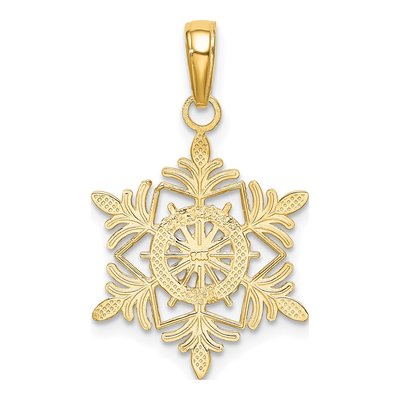14K Yellow Gold Snowflake Pendant – view 4