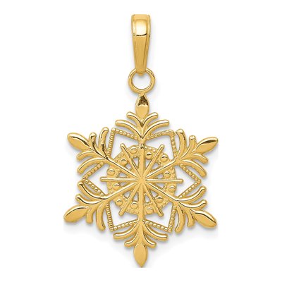 14K Yellow Gold Snowflake Pendant
