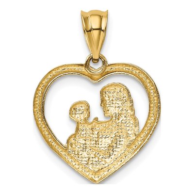 14K Yellow Gold Mom Baby Heart Pendant – view 4