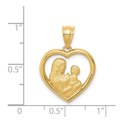 14K Yellow Gold Mom Baby Heart Pendant – view 5