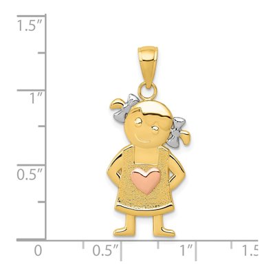 14K Two-Tone Gold Girl Pendant – view 5