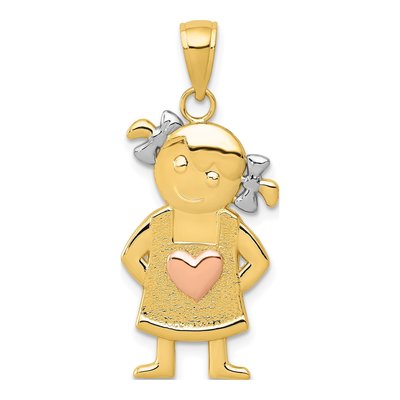 14K Two-Tone Gold Girl Pendant