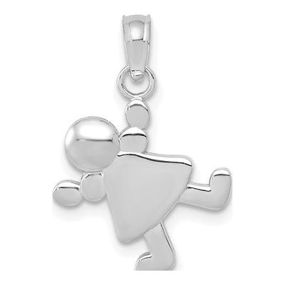 14K White Gold Little Girl Pendant