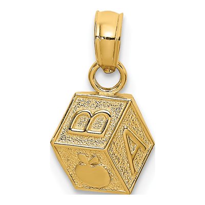 14K Yellow Gold Apple Baby Block Charm