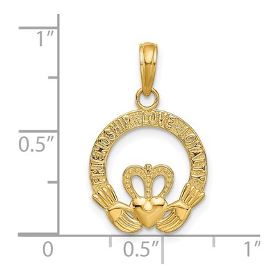 14K Yellow Gold Claddagh Pendant – view 4
