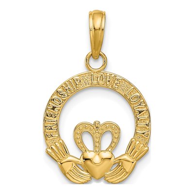 14K Yellow Gold Claddagh Pendant