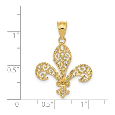 14K Yellow Gold Filigree Fleur de Lis Pendant – view 5