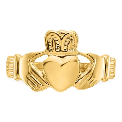 Men's 14K Yellow Gold Claddagh Ring – view 6