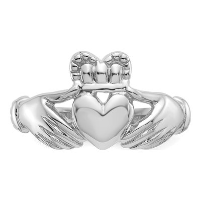 Men's 14K White Gold Claddagh Ring – view 6