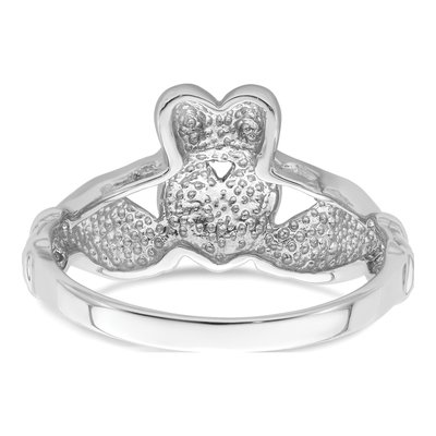 Men's 14K White Gold Claddagh Ring – view 7