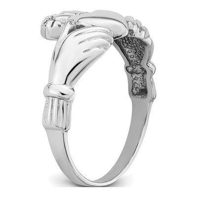Men's 14K White Gold Claddagh Ring – view 8