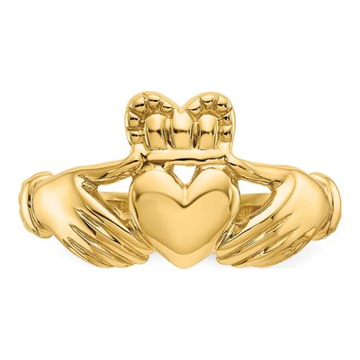 Men's 14K Yellow Gold Claddagh Ring – view 6