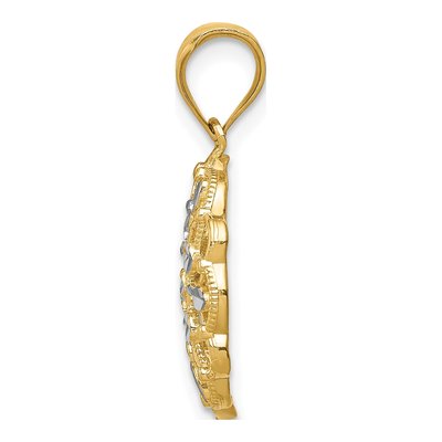 14K Yellow Gold Diamond-Cut Round Pendant – view 3