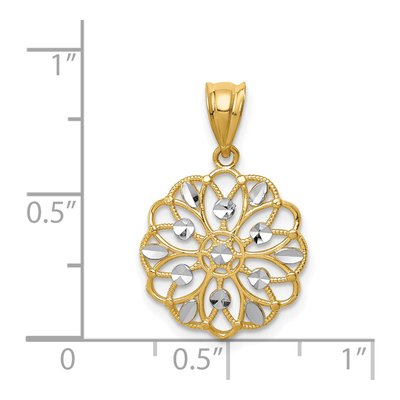 14K Yellow Gold Diamond-Cut Round Pendant – view 4