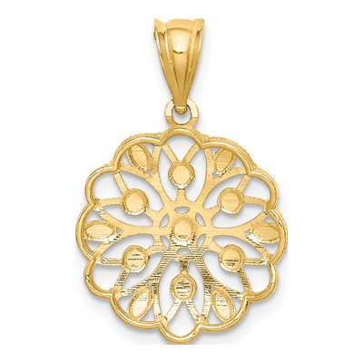 14K Yellow Gold Diamond-Cut Round Pendant – view 5