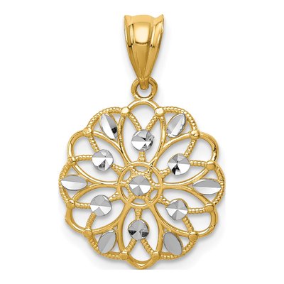 14K Yellow Gold Diamond-Cut Round Pendant