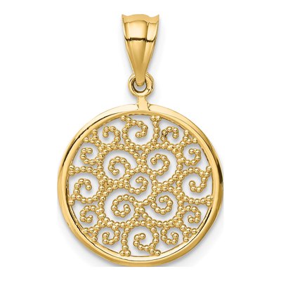 14K Yellow Gold Filigree Round Pendant – view 4